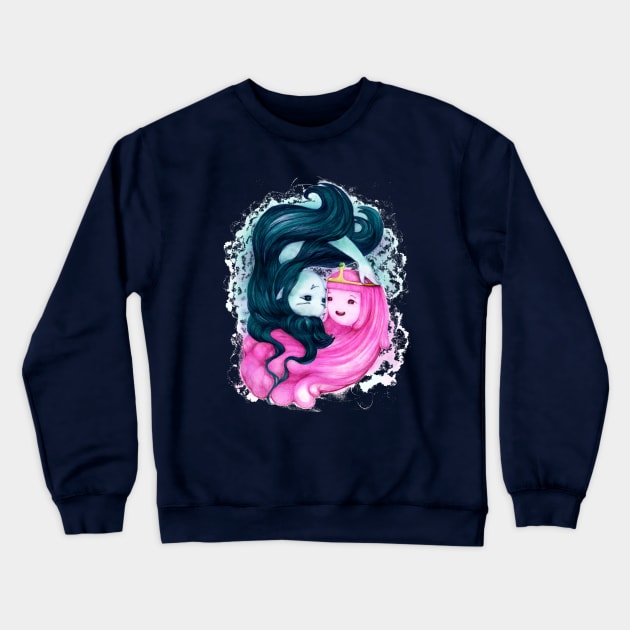 Princess Bubblegum and Marceline the Vampire Queen / Bubbline (Adventure Time fan art) Crewneck Sweatshirt by art official sweetener